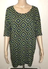 LulaRoe Women 3/4 Sleeve Shirt Size XS Green Multicolors