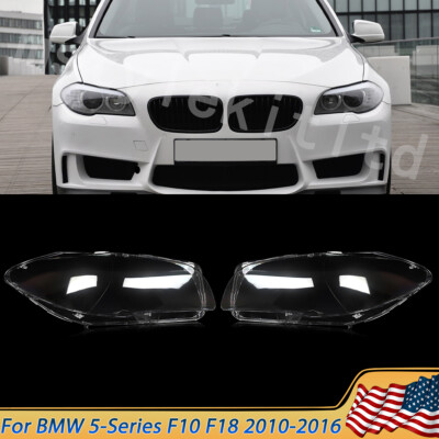 2PCS Headlight Lens Cover Fit For 10-16 BMW 5-Series F10 F11 F18 US Transparent