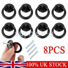 8x Black Ring Pull Handle Cabinet Knob Drawer Dresser Cupboard Drop Zinc Alloy