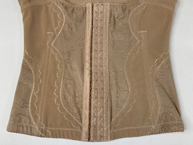 Kathy Ireland Intimates Beige Corset Bustier Sz XL Adjustable Boned Embroidered