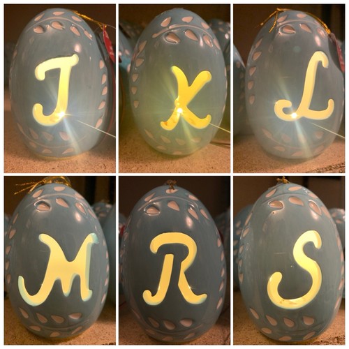 Easter Light Up Monogram Egg Letter "R” Blue Decorative Easter Egg 2.5”x3”x4” - Picture 6 of 6