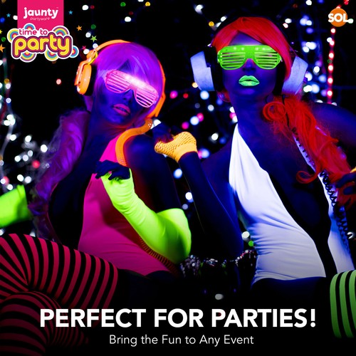 6-24 Flashing Party Glasses | LED Light Up Glow Neon Shutter Shades Disco Rave - Afbeelding 6 van 6