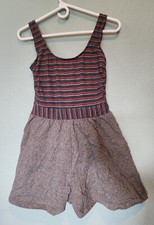 Vintage Swimsuit Robby Len 14 / 16 Striped Gray Shorts Skirt Made '50s '60s