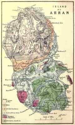 A4 Fotokarte Die Geologie von Arran und den anderen Clyde Inseln 1872 Insel Arr