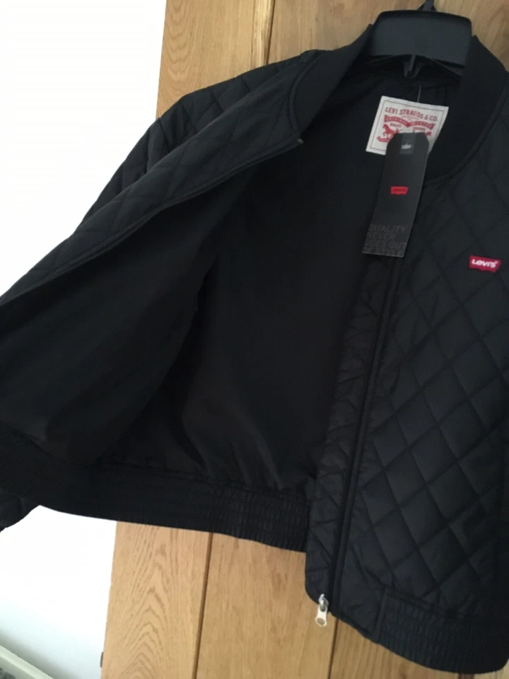 Womens Levis Levi Black Bomber Ananda Poly Pack Jacket Coat Large L - Image 4 of 4