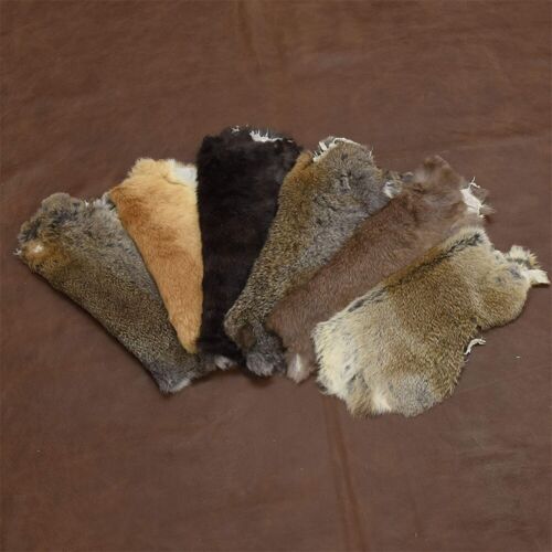 5pcs Natural Rabbit Skin Pelts Fur Hide Leather Tanned Craft For Sewing Dog Toys - Picture 1 of 12