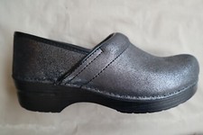 Dark Silvery Shimmer over Black DANSKO Stapled Clogs EU 40 US 9.5 - 10