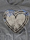 Size 10 Justice Reversible Sequin Heart Gray Top 3/4 Sleeve Shirt Dance — photo 2