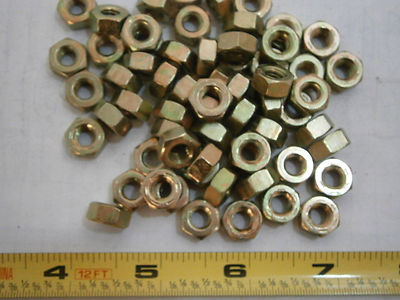Hex Nuts 1/4-20 Finish Grade 8.2 Steel Yellow Zinc Lot of 63 #3556