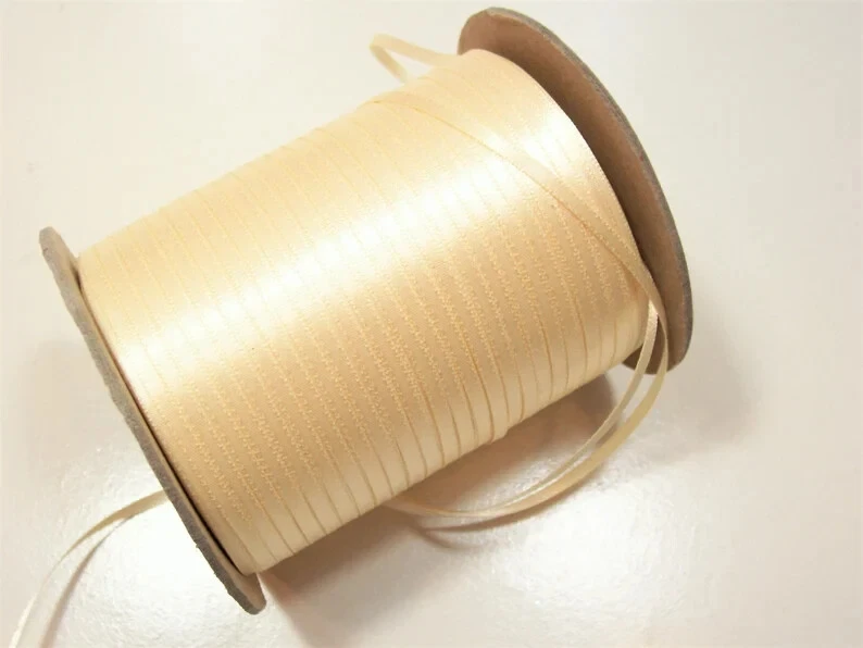 Schiff Creme Ivory Double-Face Satin Ribbon 1/8" wide x 500 yards Roll Bin LW - Image 2 of 4