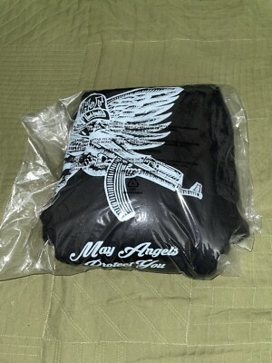 New Homme Femme LA Cherub Black Pullover Hoodie Size Med May Angels Protect  You