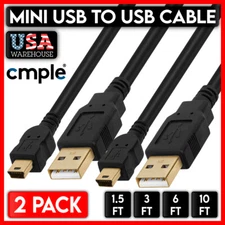 2 Pack Mini USB Cable USB Mini Data Lead Charging Cord Phone Camera PSP Arduino