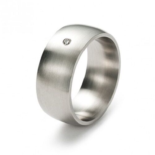 Anillo de acero inoxidable con diamante 0,02ct Monomania 20292 tallas 9 y 10 - Imagen 1 de 4