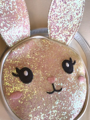 Gymboree Girls Bunny Purse Glitter Embroidered White with Shoulder Strap - Picture 3 of 7