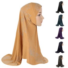 Women Hijab One Piece Amira Rhinestone Scarf Muslim Underscarf Cover Wrap Shawl