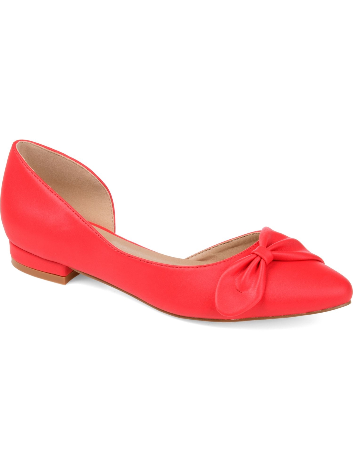 Женское платье-слипон на плоской подошве JOURNEE с красным бантом и миндалевидным носком 7