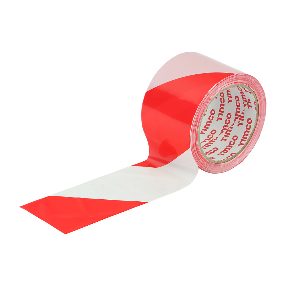 Timco Barrier Tape Safety Hazard Visible Caution Warning Red & White 100mx70mm