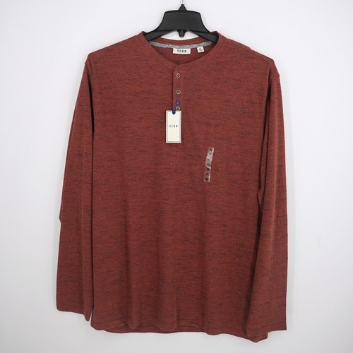Dillard's Rowm Men's Long-Sleeve Henley Shirt XL Red Navy Heather NWT