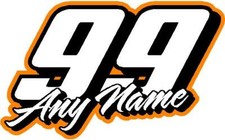 Racing Name Number Custom Vinyl Decal Sticker 5x 8 Orange Any Number