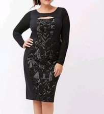Lane Bryant Women's Black Sequin Cutout Lined Bodycon Dress Sz 20