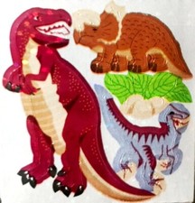  RARE  Glittery DINOSAURS DINOSAUR Sandylion Stickers - 1 square VINTAGE