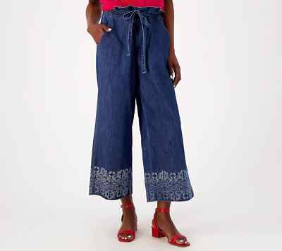 Laurie Felt Cotton Rayon Wide Leg Paper Bag Pant Indigo Rinse Size L A601155