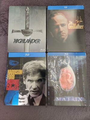 Lot Of 4 New Steelbooks Godfather Highlander Patriot Games Matrix