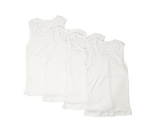 4 Boy's Tank Top Solid White Undershirts Toddler 1 2 3 4 5 6 8 10 12