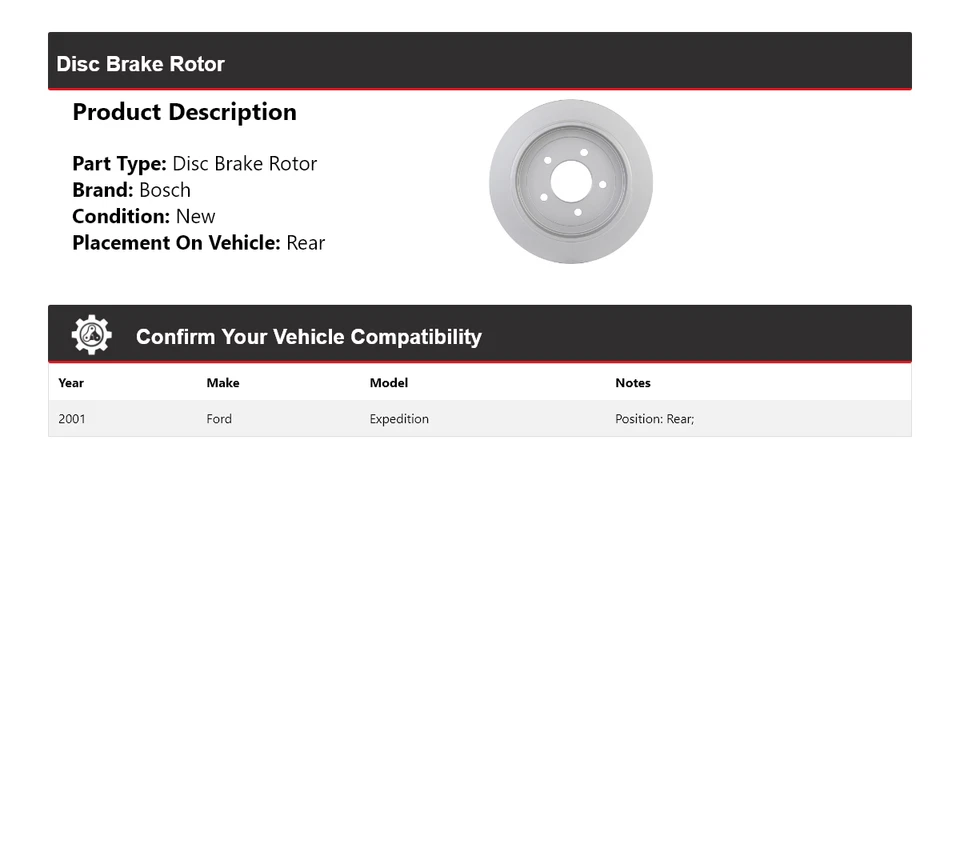 Rotor de freio a disco traseiro Ford Expedition Bosch QuietCast 2001 - Imagem 2 de 4