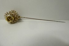ANTIQUE ART DECO FANCY HAT PIN ORNATE DECORATIVE DIAMONTE & CURLED SCROLLED 