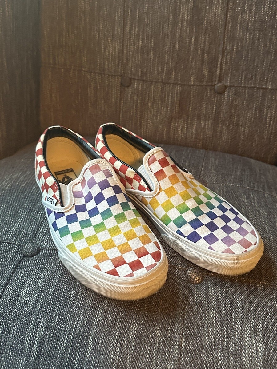 Skateboard Shoes Vans Rainbow Checkerboard Slip Ons Vans Asher