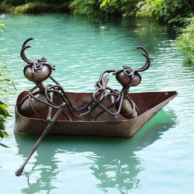 Garden Serenade & Rowing Boat Ant Figurine Patio Décor