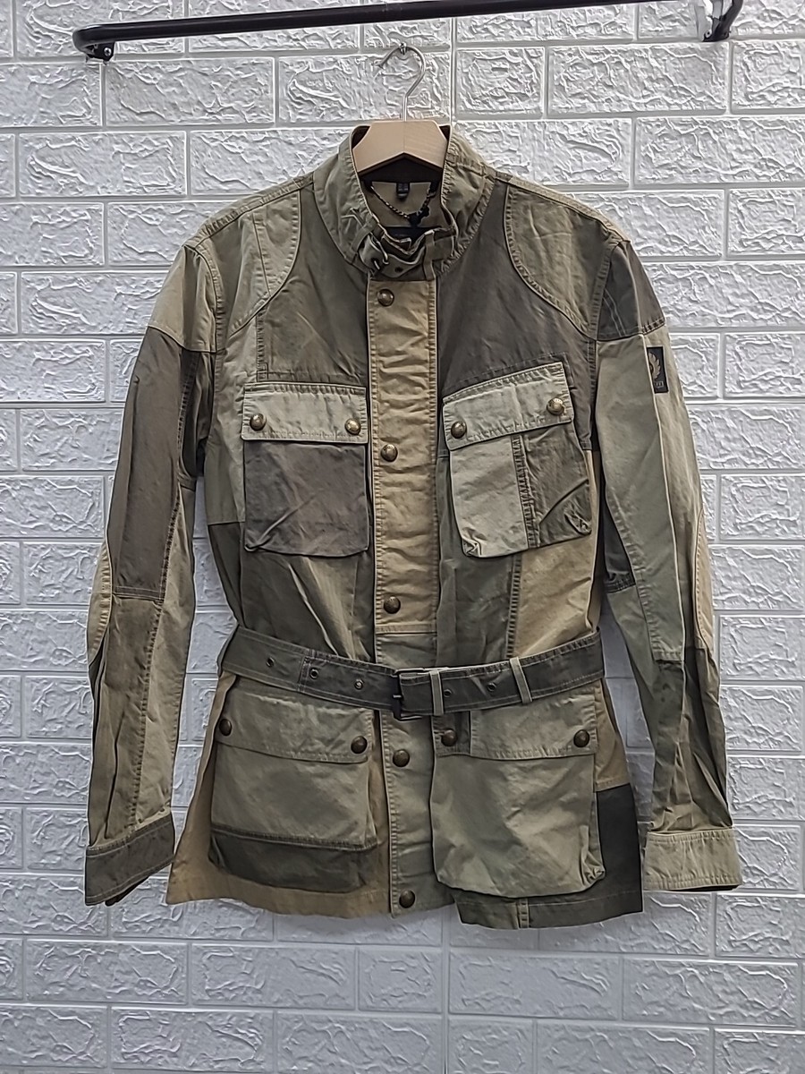 New TrialMaster X Belstaff Patchwork Belted Jacket Sage Green Size