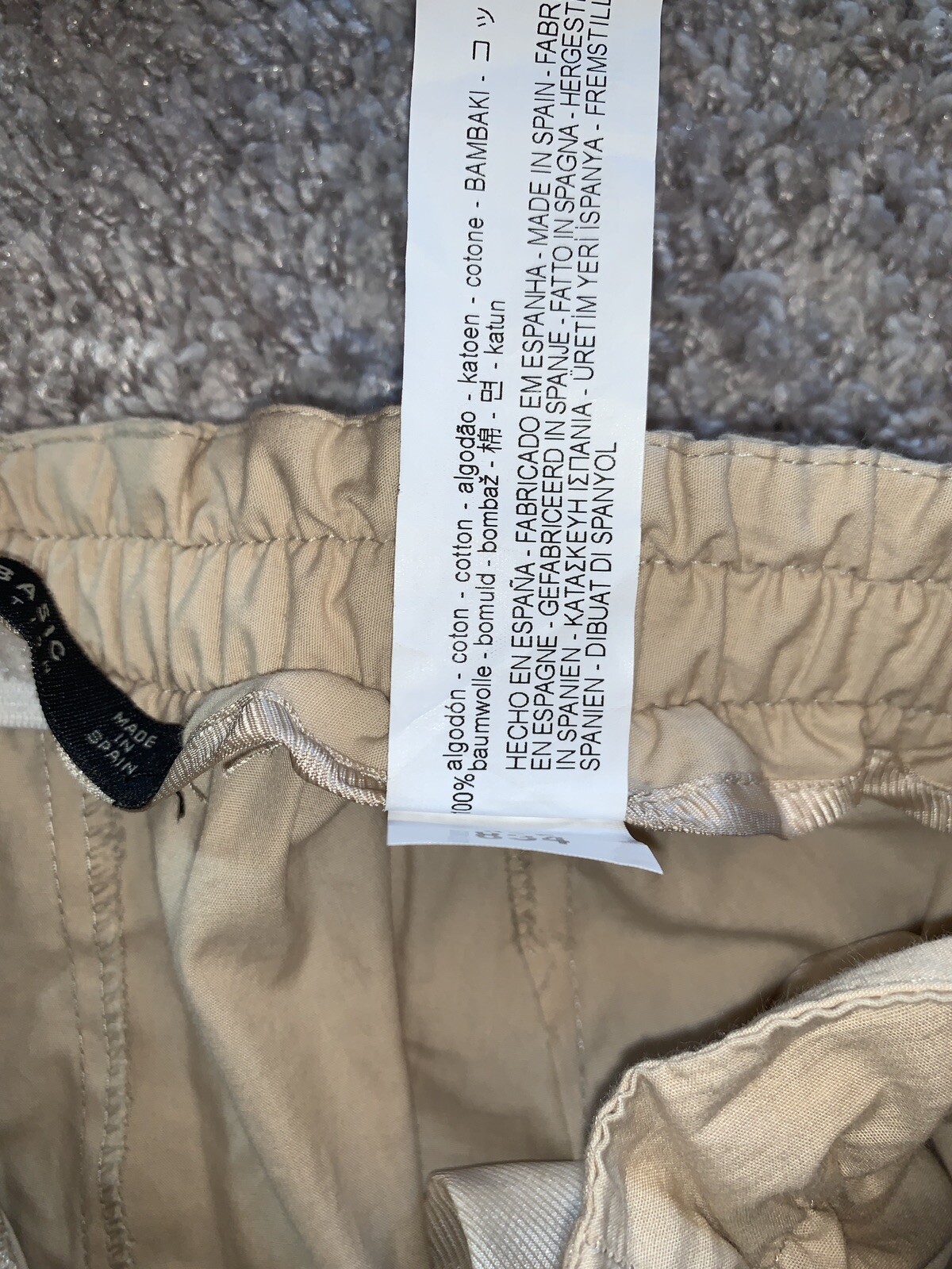 NWT Zara Basic PaperBag Pants Pull On High Waist Tie  Beige Sz S SOLDOUT image 3