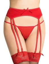 Lau-Fashion reggicalze donna reggicalze lingerie rosso panty perizoma S M L XL