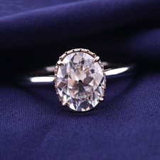3CTW Oval OE Cut Moissanite Solitaire Engagement Ring 14k White Gold Plated