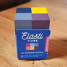 Kikkerland Elasti Cube 3D Wooden Puzzle Fidget Brain Teaser Game Toy.  Y1