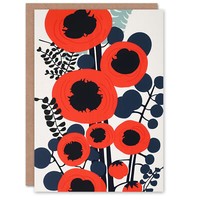 Mohn Blumen Rot Fett Abstrakt Design Frau Geburtstagskarte
