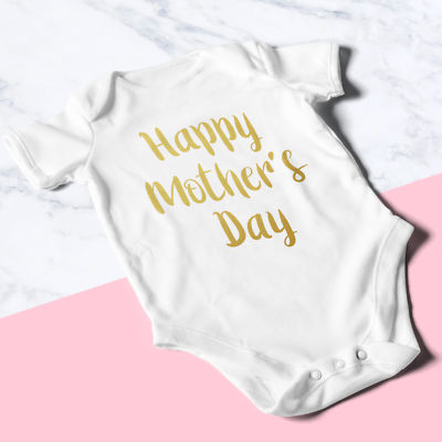 Happy Mothers Day Strampler Kleidung Baby Mädchen Junge GOLDDRUCK Neu Süß Größen L239