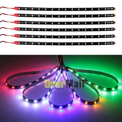 6Pc LED Strip Under Car Lighting Tube underglow Underbody System Neon Lights Kit