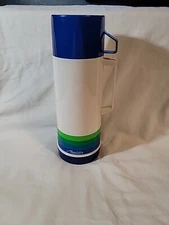 Vintage 80s Aladdin’s Plastic Quart Thermo Bottle Retro Blue Green