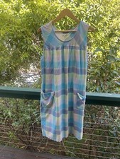 Vintage 1990’s Pastel plaid cotton dress with pockets size L
