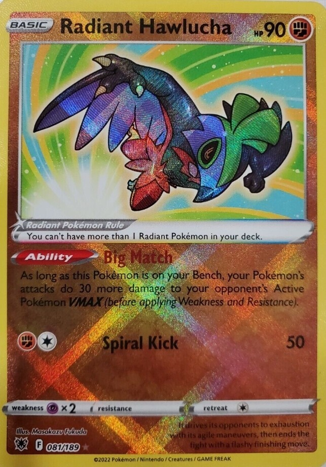 Radiant Hawlucha 081/189 - Astral Radiance - Holo Pokemon Card - Near Mint (NM) Radiant Hawlucha 081/189 - Astral Radiance - Holo Pokemon Card - Near Mint (NM)