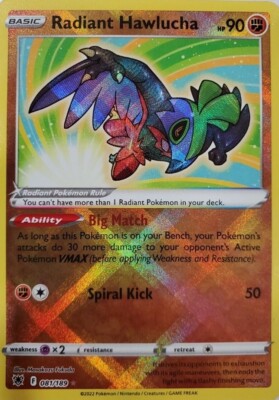 Radiant Hawlucha 081/189 - Astral Radiance - Holo Pokemon Card - Near Mint (NM)
