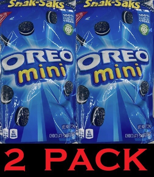 2x NABISCO OREO Mini Sándwich de Chocolate Galletas Snak Saks Bolsa de 8 OZ - PAQUETE DE 2