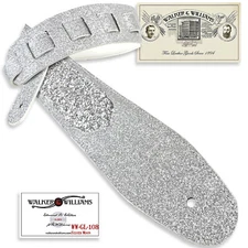 Walker And Williams GL-108 Aria Glow Silver Glitter Bomb Padded Guitar Strap