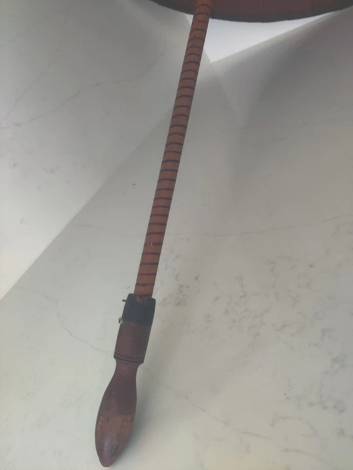 Victorian Era Japanese Bamboo Parasol Oil Hand Painted Fabric - Image 4 of 4