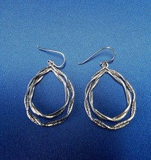 Sundance Catalog Sterling Silver ORNATE Double HOOP Dangle Earrings- NEW
