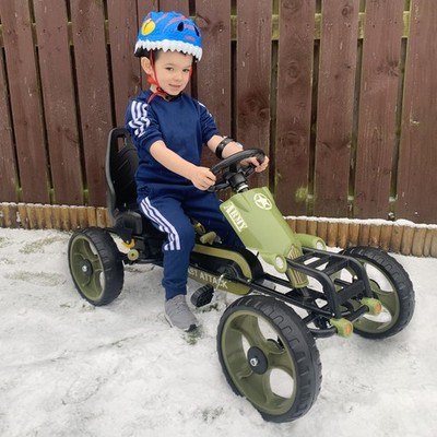 HOMCOM Go Kart Tretauto Kinderfahrzeug Pedalfahrzeug mit Handbremse Kinder Grün