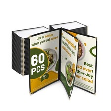 WeChef 60 Pack Restaurant Menu Covers 8.5 x 14" Book Style 3 Pages 6 Views Do...